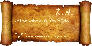 Kriszhaber Alfréda névjegykártya